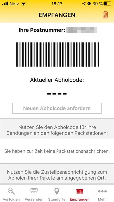 dhl paket kundenkarte   der app verfuegbar barcode fuer packstation deskmodderde