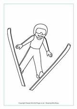 Colouring Ski Pages Jumping Winter Olympics Activityvillage Kids Skiing Olympic Colour Coloring sketch template