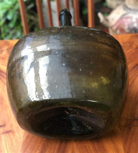 early antique american blown glass dark green demijohn bottle at 1stdibs