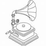 Player Record Drawing Gramophone Turntable Old Getdrawings Phonograph sketch template