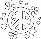 Peace Sign Pages Colorable Hearts Coloring Colouring Flower Hippie Para Paz Colorear sketch template