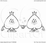 Spade Mascots Holding Suit Hands Couple Card Clipart Cartoon Thoman Cory Outlined Coloring Vector Getdrawings Drawing 2021 sketch template