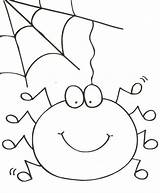 Spider Cute Coloring Pages Web Halloween Cartoon Colouring Spin Webs Kleurplaat Printable Template Preschool Drawing Spiders Color Spinnen Fall Scary sketch template