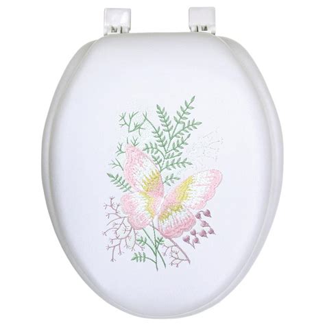 classique ginsey elongated closed front soft toilet seat springtime floral   home depot