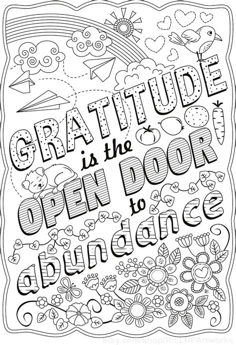 gratitude coloring page  printable coloring pages  kids