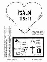 119 Psalm Crafts Kids Bible Activities Psalms Sunday School Scripture Coloring Church Word Heart Pages Craft Activity Kjv Hidden Childrens sketch template