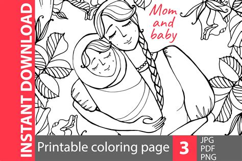 mom  baby coloring pages  aquarelloaquarelle thehungryjpegcom
