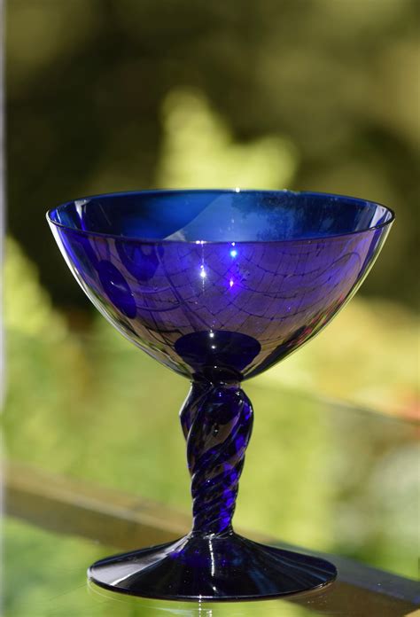 Vintage Cobalt Blue Cocktail ~ Martini Glasses Set Of 4 Cobalt Blue