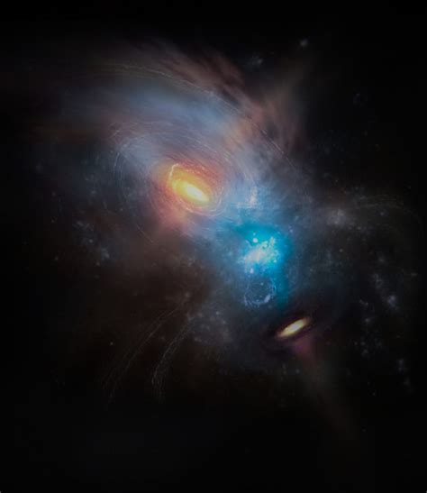 black holes caught  galaxy crash reveal secrets  star forming gas