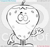 Mascot Strawberry Waving Outlined Coloring Vector Cartoon Cory Thoman sketch template