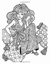 Coloring Pages Girly Adults Adult Book 1970s 70s Fashion Groovy Books Colouring Coloriages Sheets Choose Board Print Source Amazon sketch template