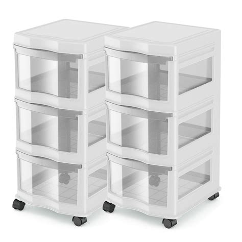 life story classic  shelf storage organizer plastic drawers white  pack walmartcom