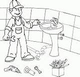 Plumber Coloring Washbasin Installs sketch template