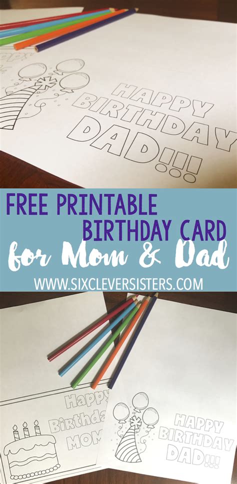 Free Printable Birthday Cards To Color Six Clever Sisters