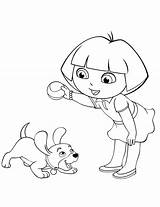 Dora Puppy Coloring Dog Pages Explorer Fetch Colouring Play Plays Pages2color Printable Playing Ball Child Friends Diego Pdf Her Doratheexplorertvshow sketch template