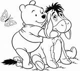 Pooh Coloring Eeyore Hugging sketch template