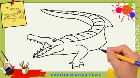 como desenhar um crocodilo facil passo a passo para