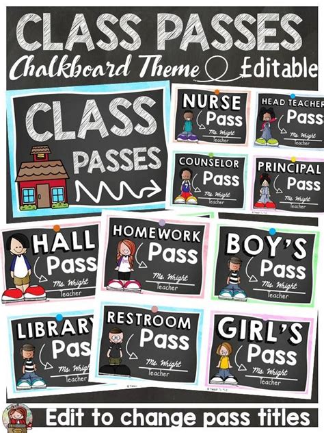 chalkboard class decor editable classroom passes classroom passes