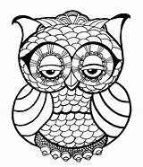 Owl Coloring Pages Adults Cute Detailed sketch template