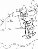 Coloring Skiing Line sketch template