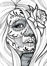 Skull Coloring Pages Sugar Skulls Drawing Adults Adult Pride Girl Drawings Cool Brown Printable Tattoo Project Simple Behance Half Sketchbook sketch template