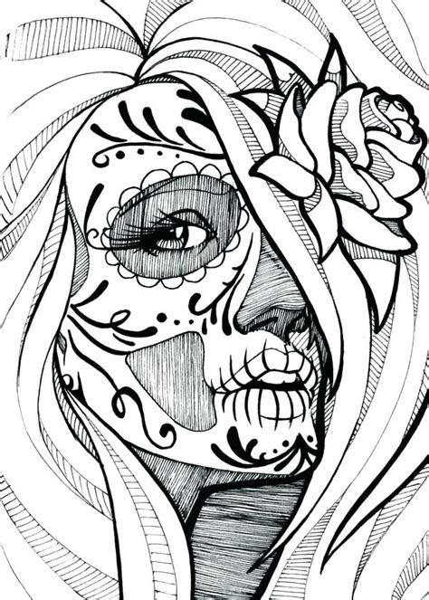 girl sugar skull coloring pages  getdrawings