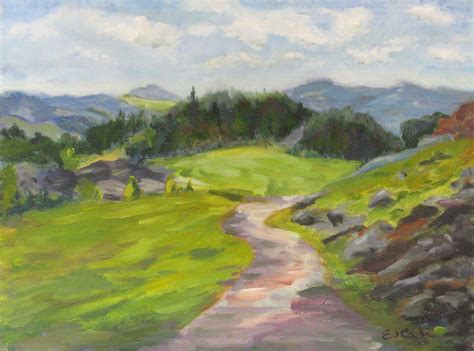 painting mountain path original art  elizabeth  cadwalader