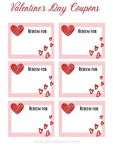 printable valentine coupons  kids  adults