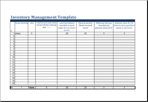 ms excel printable inventory management template excel templates