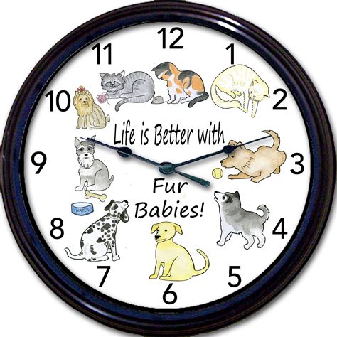 pet clock dogs puppies kittens cats wall clock fur etsy