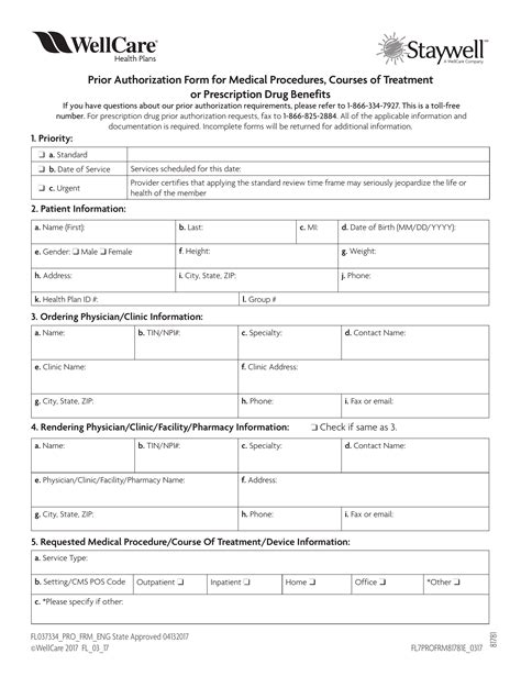 Free Wellcare Prior Rx Authorization Form Pdf – Eforms