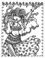 Coloring Pages Belly Dancer Book Mermaid Mandalas Zentangle Printable Adult Sheets Digital Para Anime Instant Colouring Chibi Coloriage Mandala Kleurplaat sketch template