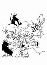 Sylvester Frajola Tweety Piu Gravando Looney Tunes Coloringkidz Tudodesenhos sketch template