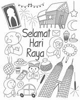 Raya Selamat Hometown Kuala Lumpur Eid Mubarak Doodles Vecteezy sketch template