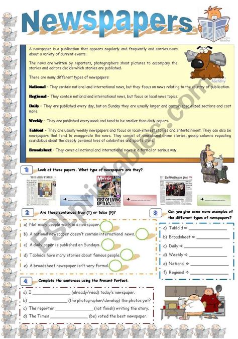 newspapers esl worksheet  jayce