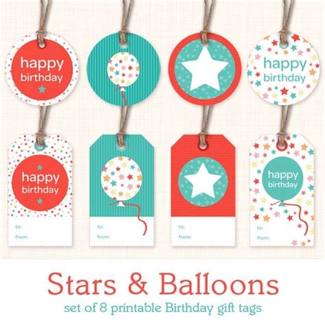 printable birthday gift tags instant  digital gift