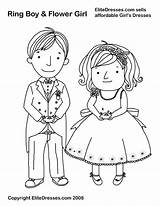 Coloring Girl Pages Flower Wedding Girls Boy Printable Dress Ring Bearer Dresses People Colour Bride Groom Clipart Kids Sheets Customized sketch template