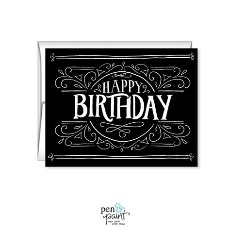 happy birthday black hand lettered birthday card  paint