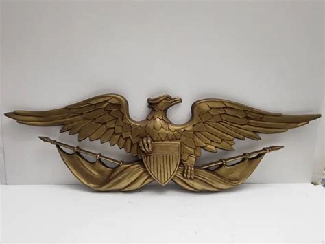 vintage sexton large usa american eagle gold color metal wall plaque 27