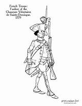 Coloring Pages Revolution American Soldiers War Revolutionary Chasseurs Volontaires Sainte 1779 Domingue Uniforms Fun Troops German Color sketch template