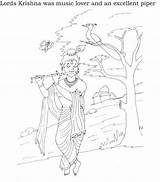 Janmashtami Coloring Krishna Pages Printable Shri Kids Resources Children Kid Familyholiday sketch template