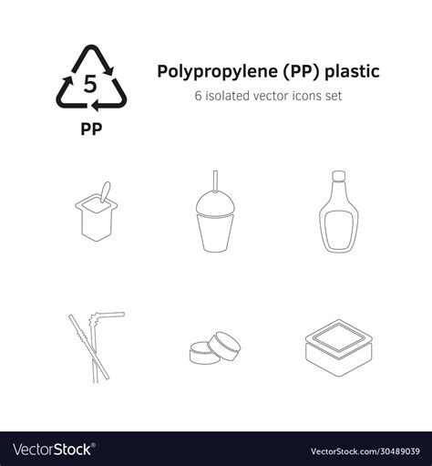 icon set plastic  pp polypropylene royalty  vector