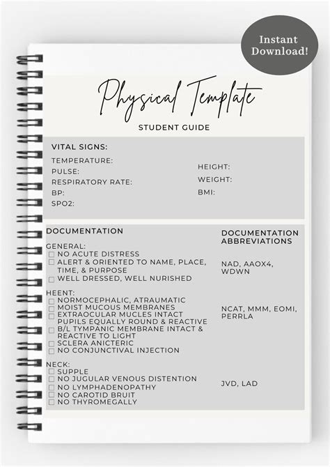 digital  printable essential hp clinical template  medical