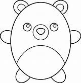 Bear Teddy Coloring Clip Cute Round Chubby Clipart Pages Sweetclipart sketch template