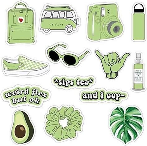 preppy green stickers etsy