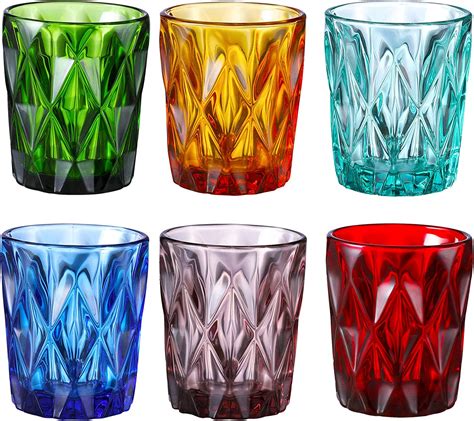 Colored Water Glasses Glass Tumblers Set Of 6 Multi Colors Drinking