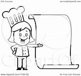 Menu Coloring Chef Blank Cartoon Presenting Girl Clipart Menus Thoman Cory Outlined Vector Designlooter 58kb 1024px 1080 Illustration sketch template