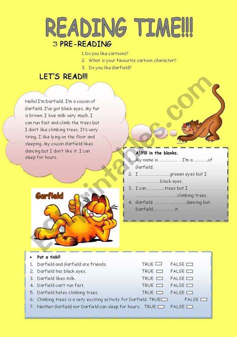 reading text esl worksheet  guelson