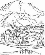 Coloring Pages Park Mountains Arbor National Mountain Mount Printable Mt Rainier Nature Trees Sheets Smoky Washington Glacier Parks Adult Tree sketch template
