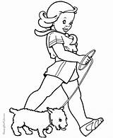 Coloring Dog Walking Girl Pages Her Puppy Printable Sheets Print Girls Cliparts Colouring Walk Color Clipart E039 Kids Raisingourkids Clip sketch template